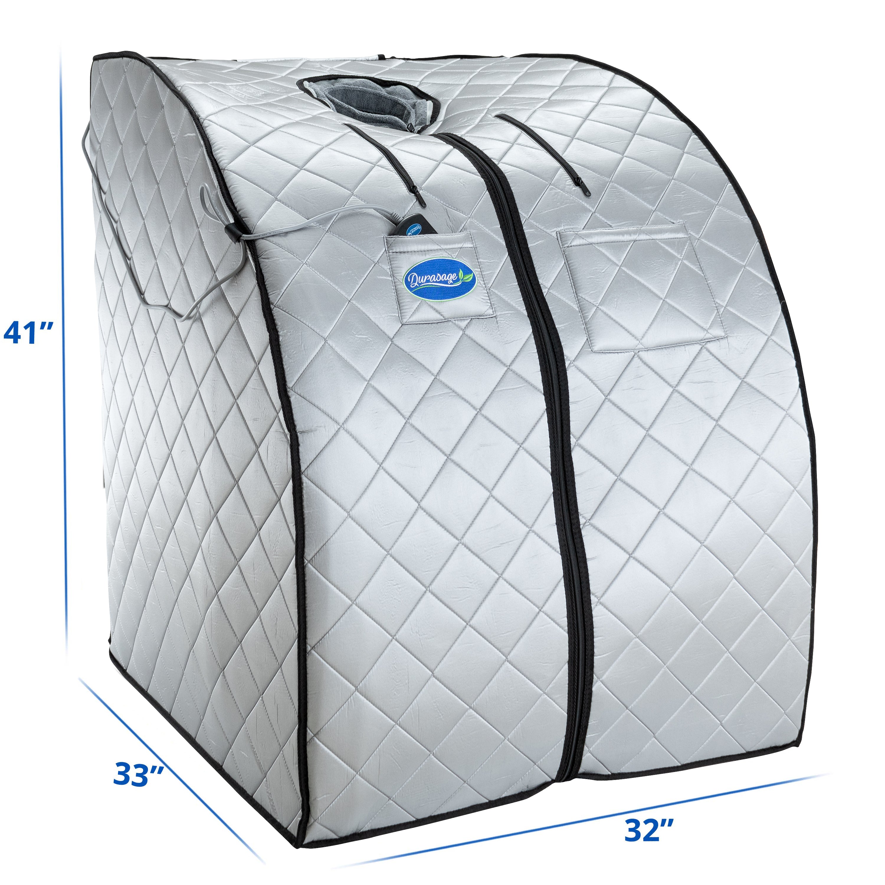 Large Portable Low EMF Negative Ion Indoor Sauna with Chair and Heated Footpad Included - Silver