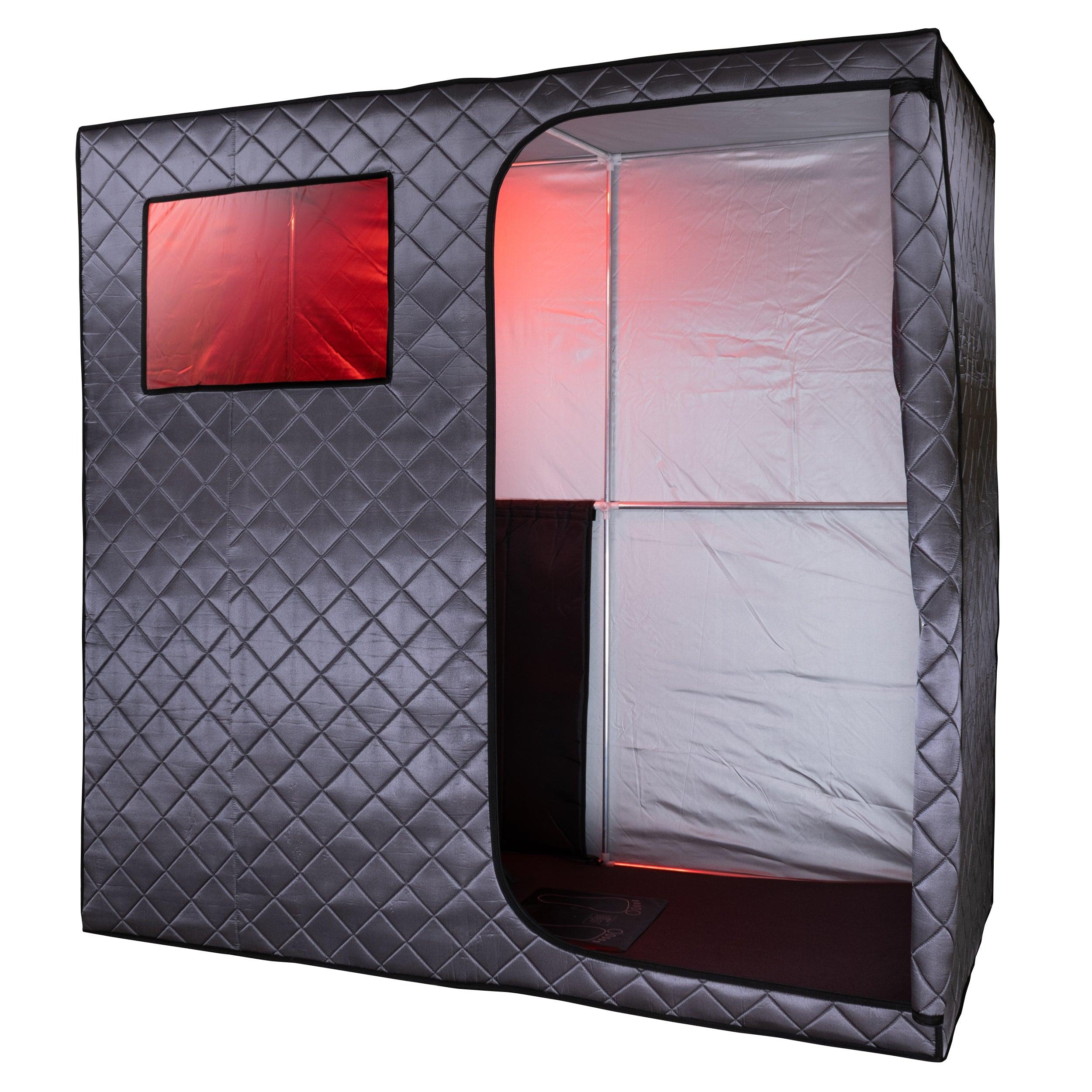 Durasage Portable Full Size Infrared Sauna for at Home | Ultra Low EMF Infrared | LED Lighting, Heating Foot Pad, Ceramic Heat Fan (2-Person)