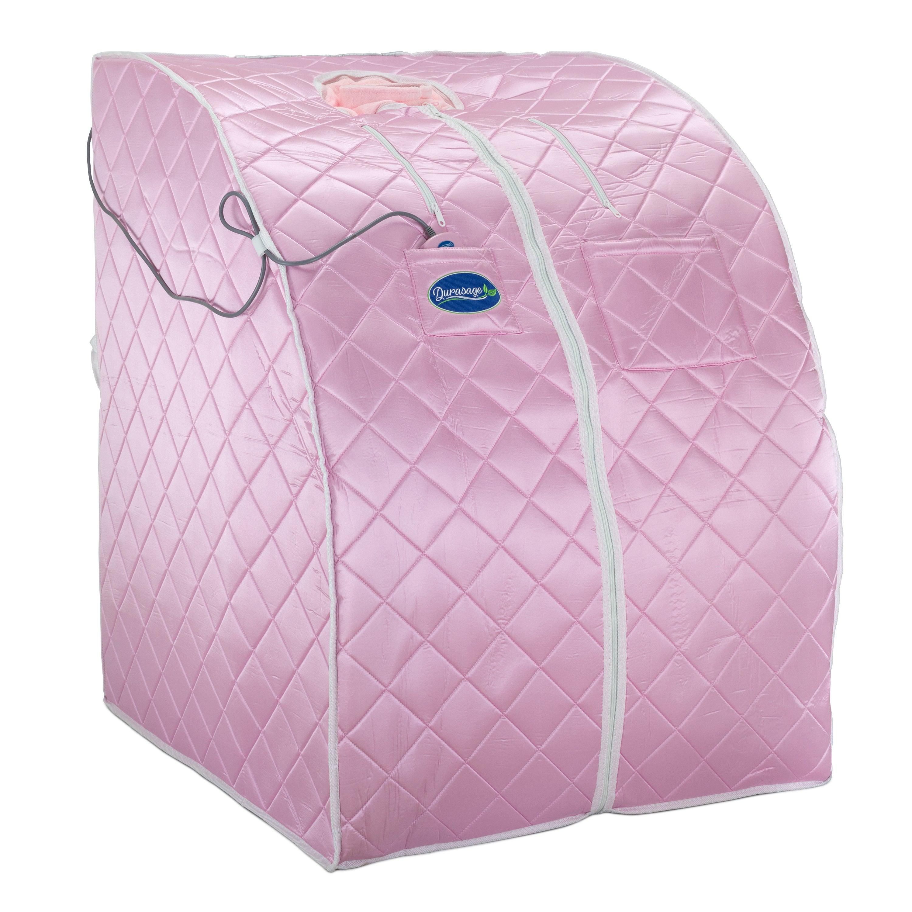 Large Portable Low EMF Negative Ion Indoor Sauna with Chair and Heated Footpad Included - Light Pink