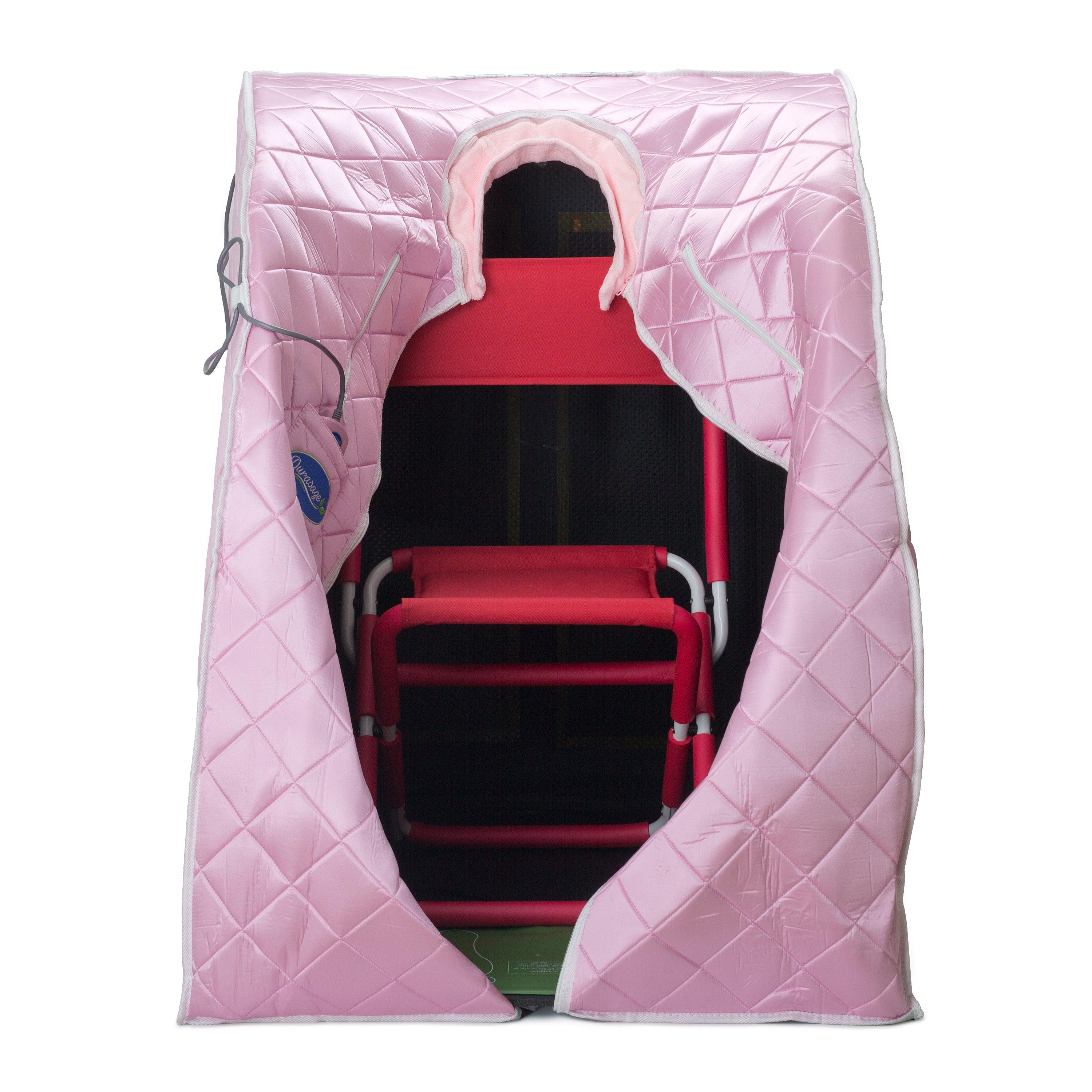 Large Portable Low EMF Negative Ion Indoor Sauna with Chair and Heated Footpad Included - Light Pink