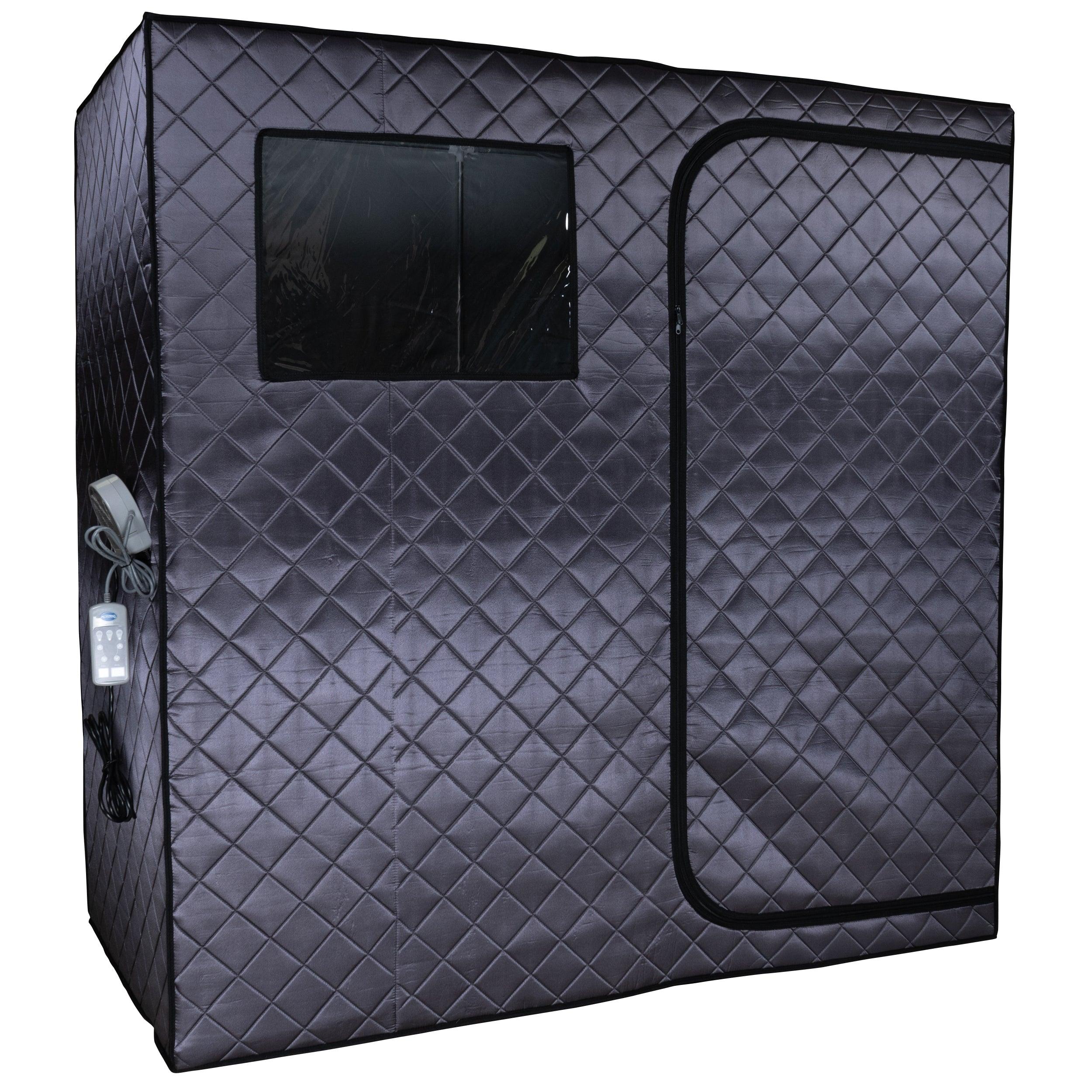 Durasage Portable Full Size Infrared Sauna for at Home | Ultra Low EMF Infrared | LED Lighting, Heating Foot Pad, Ceramic Heat Fan (2-Person)