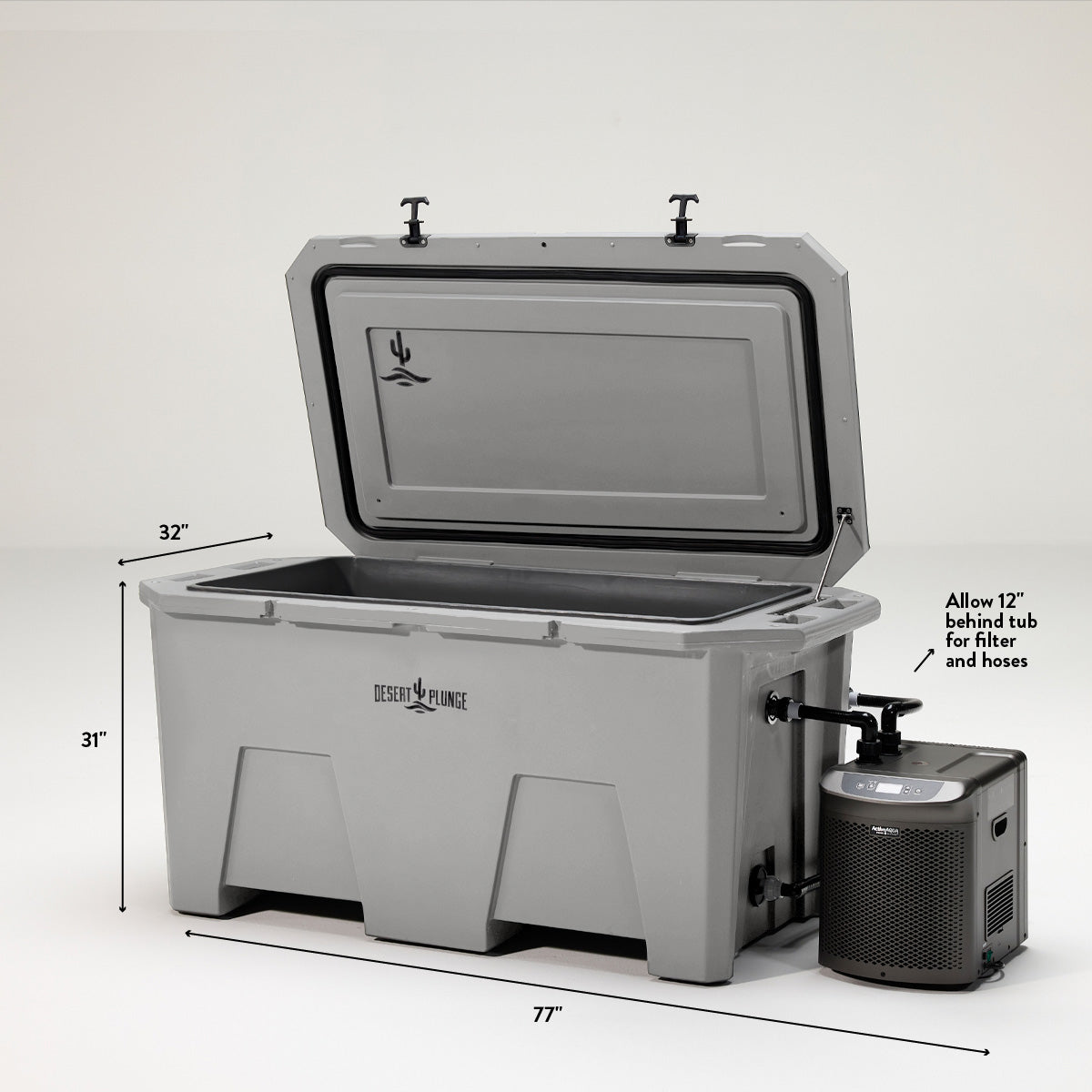 The Desert Plunge Exclusive Cold Plunge Tub w/ 1/4 HP Chiller - Gray