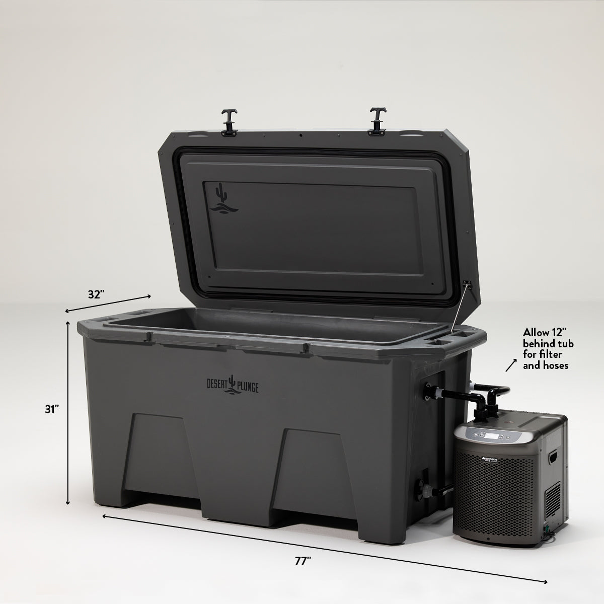 The Desert Plunge Exclusive Cold Plunge Tub w/ 1/4 HP Chiller - Stealth Gray
