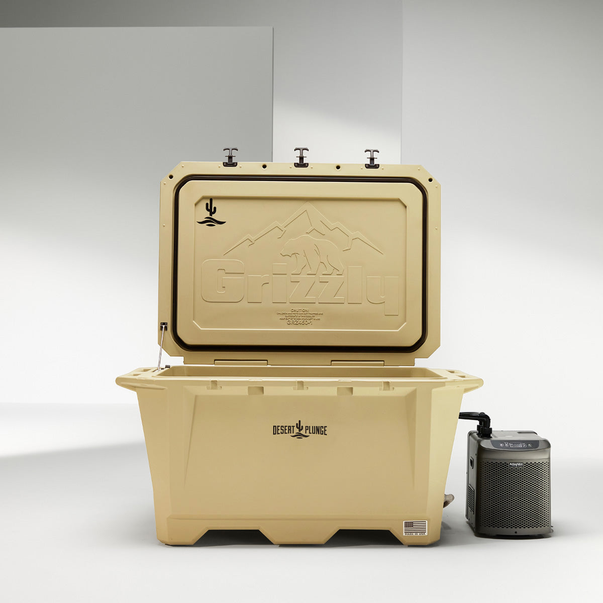 The Wide Grizzly 450 Cold Plunge Tub w/ 1/4 HP Chiller - Tan