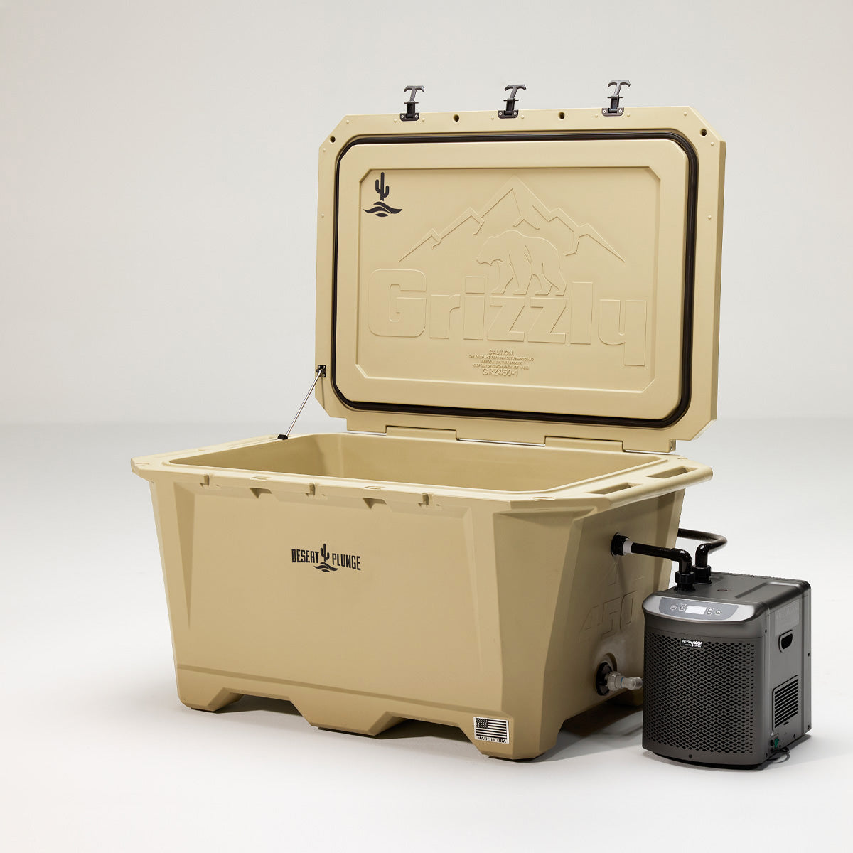 The Wide Grizzly 450 Cold Plunge Tub w/ 1/4 HP Chiller - Tan