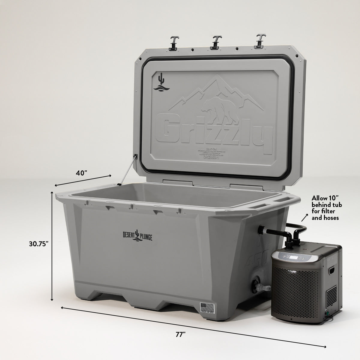 The Wide Grizzly 450 Cold Plunge Tub w/ 1/4 HP Chiller - Gray