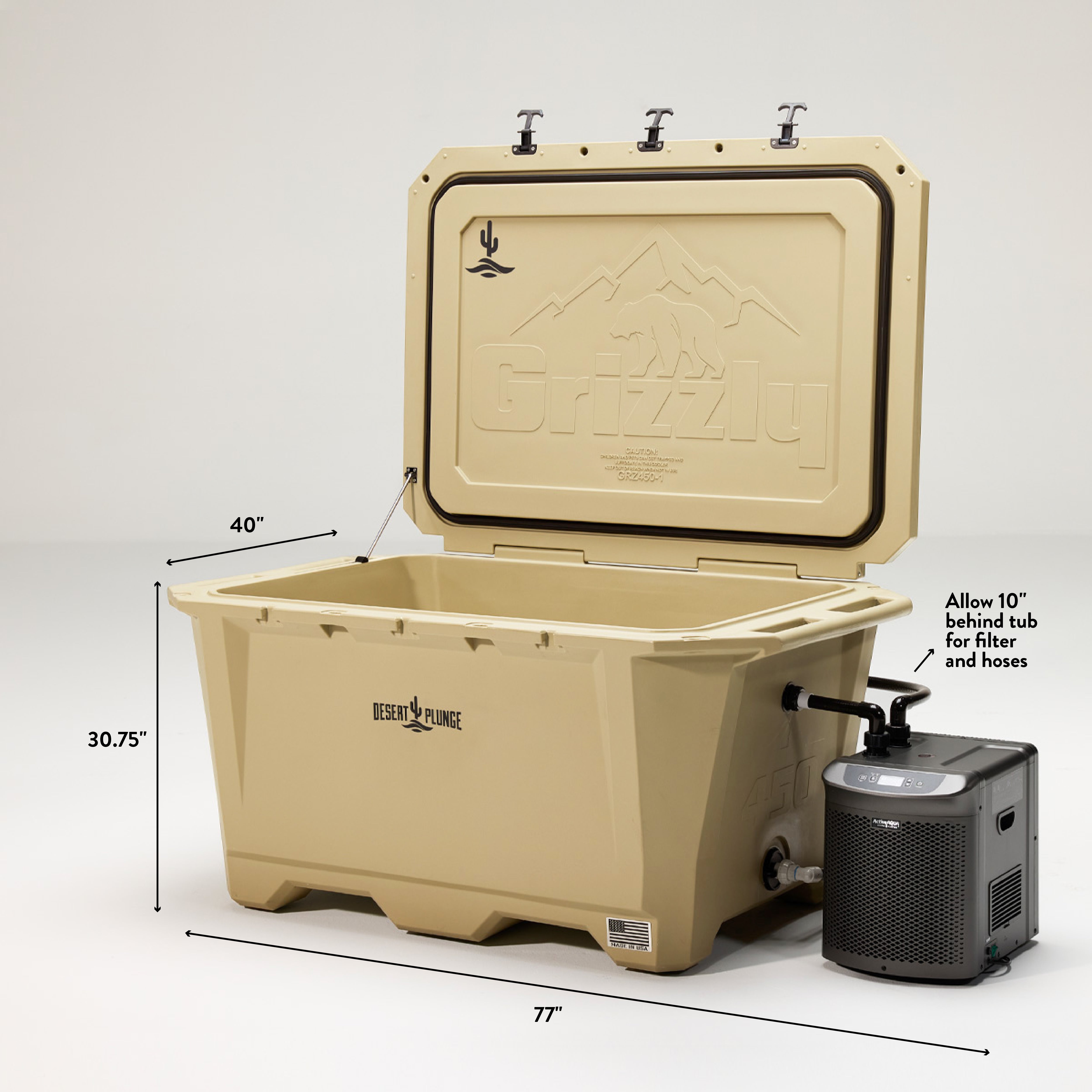 The Wide Grizzly 450 Cold Plunge Tub w/ 1/4 HP Chiller - Tan