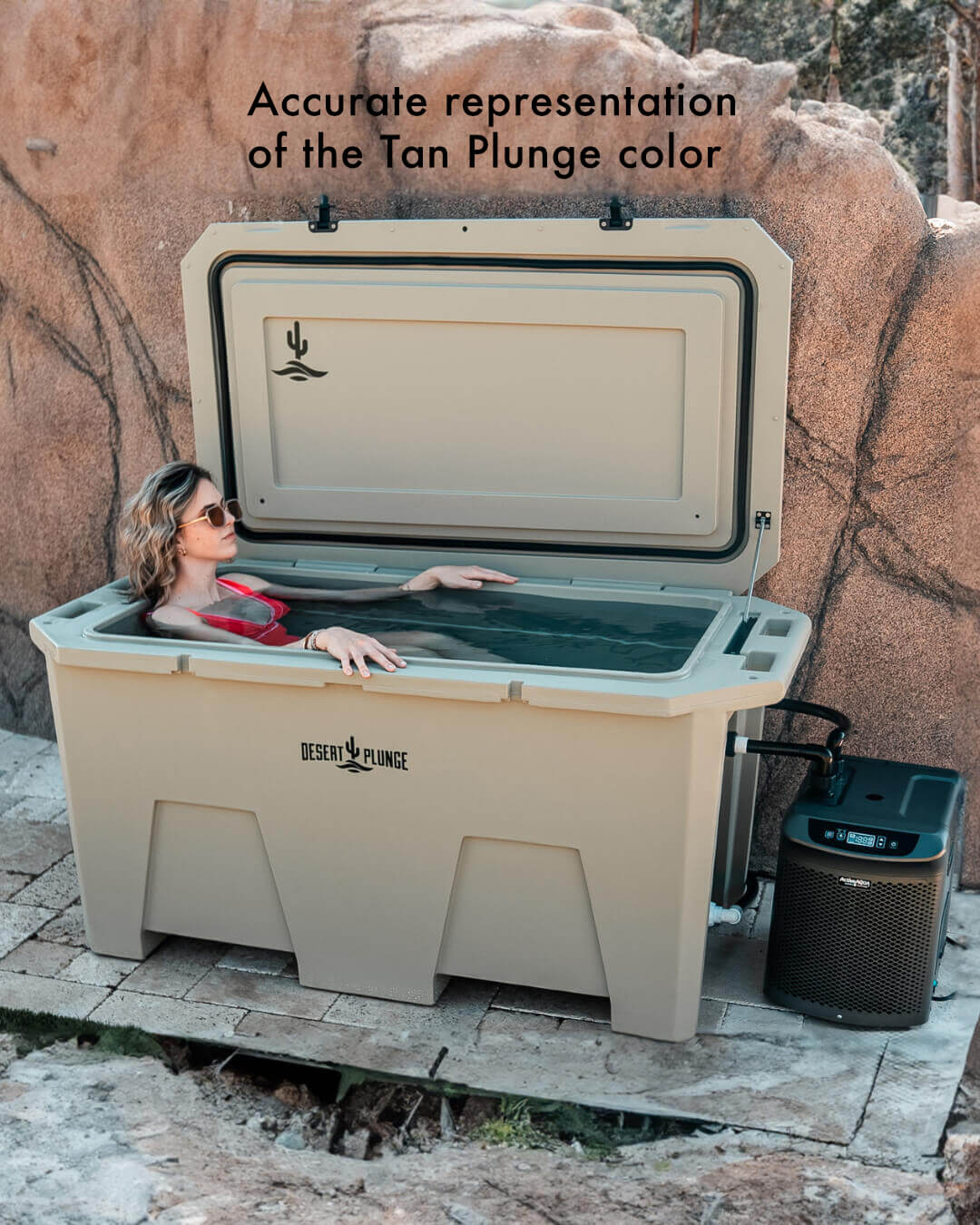 The Desert Plunge Exclusive Cold Plunge Tub w/ 1/4 HP Chiller -  Tan