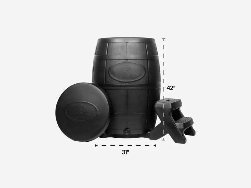Ice Barrel 400 (Black) with Penguin Chillers Barrel Chiller Cold Therapy Bundle