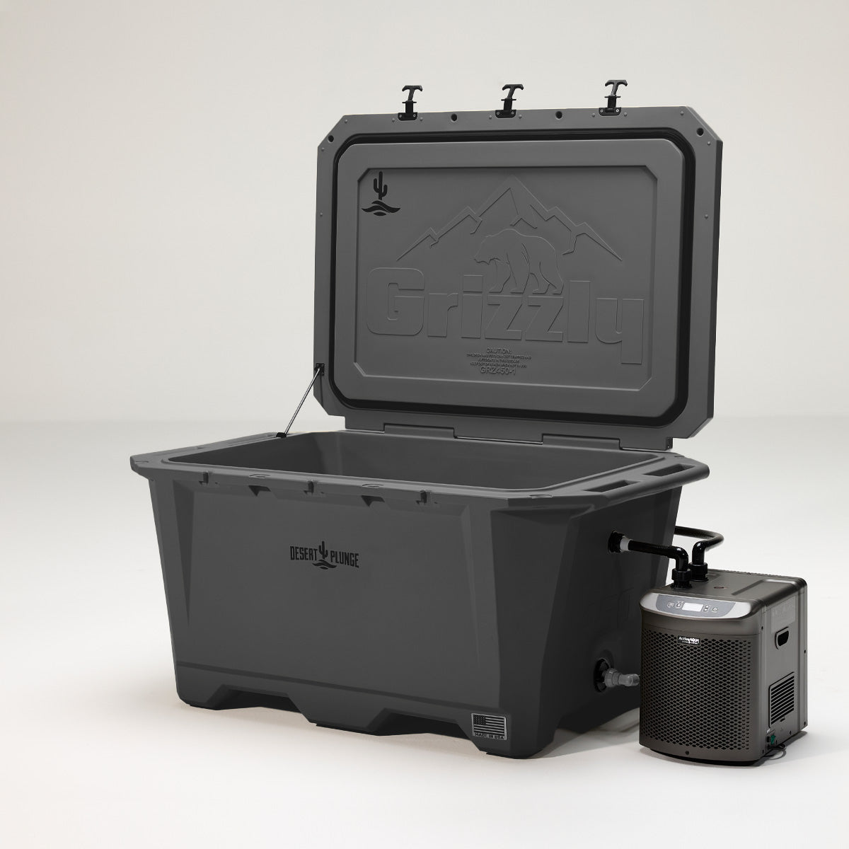 The Wide Grizzly 450 Cold Plunge Tub w/ 1/4 HP Chiller - Stealth Gray