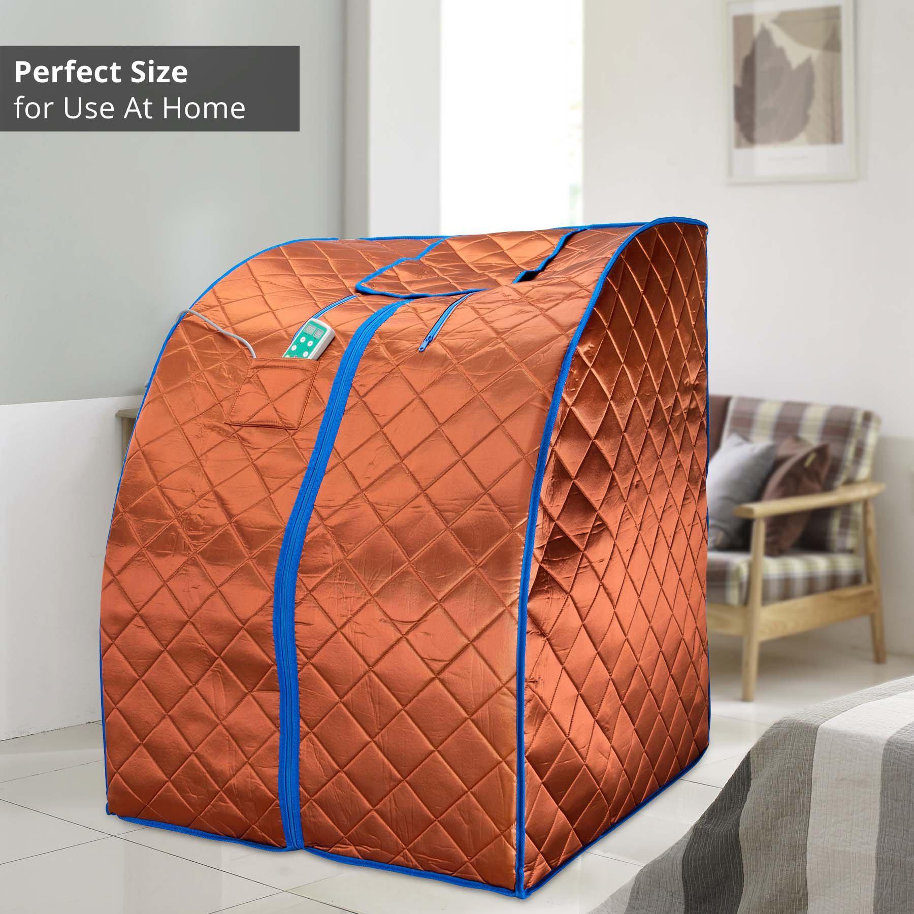 Large Portable Low EMF Negative Ion Indoor Sauna with Chair and Heated Footpad Included - Copper