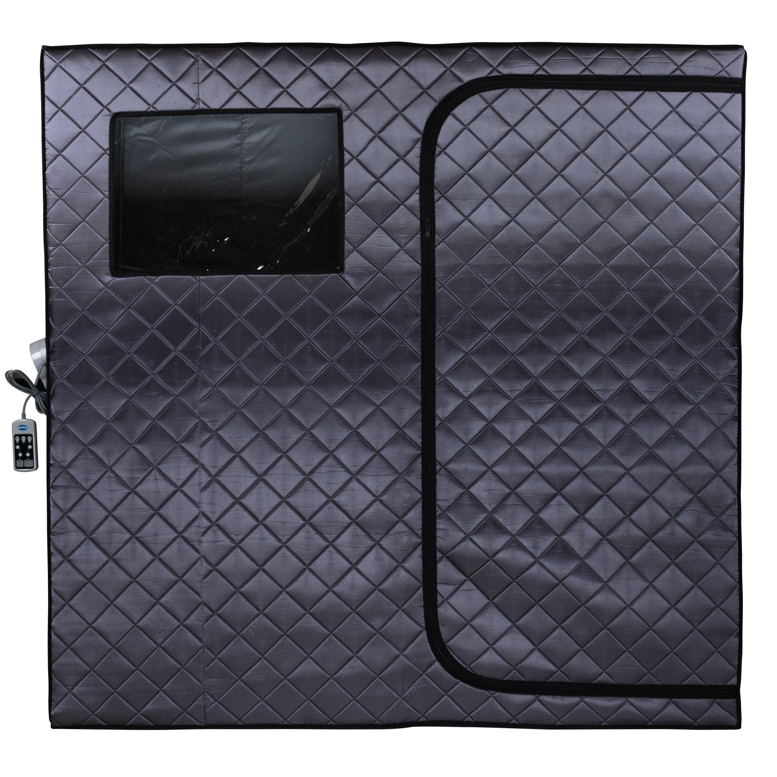 Durasage Portable Full Size Infrared Sauna for at Home | Ultra Low EMF Infrared | LED Lighting, Heating Foot Pad, Ceramic Heat Fan (2-Person)