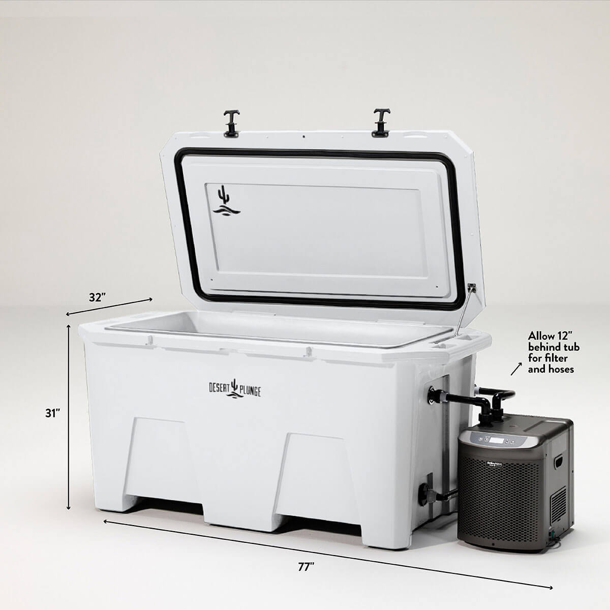 The Desert Plunge Exclusive Cold Plunge Tub w/ 1/4 HP Chiller - White